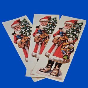 3 Merrimack Vintage 10" Old World Santa Claus St Nick Stickers Hong Kong Print